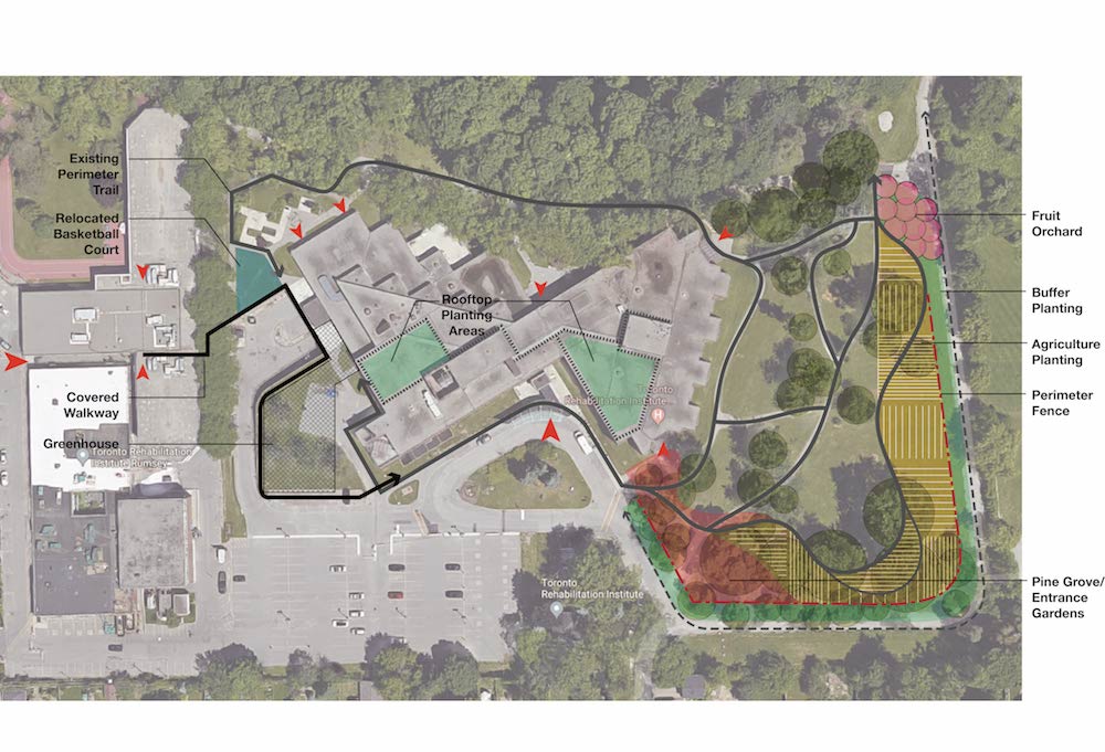 Figure 1: Urban farm site plan, Toronto Rehabilitation Institute, Lyndhurst Center, member of the University Health Network - 