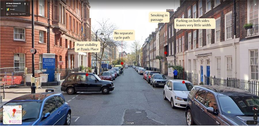 Figure 7: View looking east along Great Ormond St - 