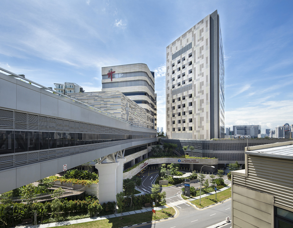 Winner of the Healthcare Design (Over 25,000 sqm) category: The National Centre for Infectious Diseases & Ng Teng Fong Centre for Healthcare Innovation, Singapore; Commissioned by MOH Holdings; Designed by CPG Consultants - 