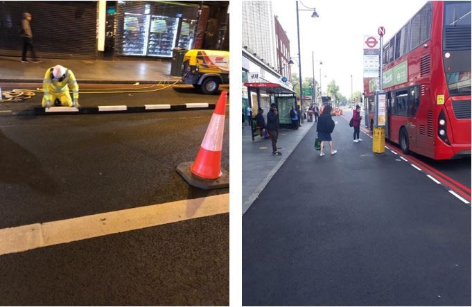 Fast urbanism at work in Brixton: widened pavement created overnight at a busy bus stop - Urban Design Group