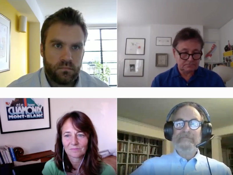 Clockwise from top left: Dr Nick Watts, NHS Net Zero; John Cooper (chair), Architects for Health; Dr Howard Frumkin, University of Washington School of Public Health; Sonia Roschnik, Health Care Without Harm - 